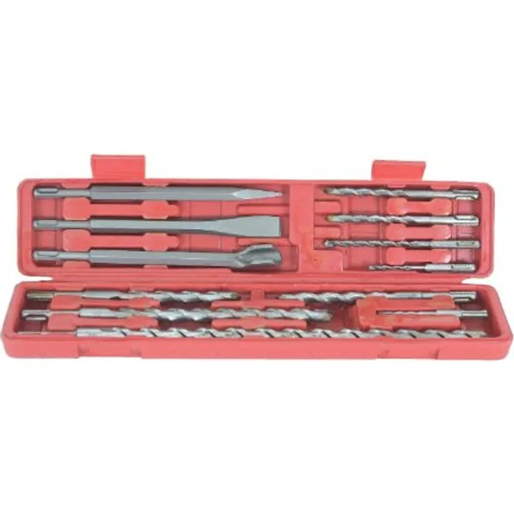 RIBITECH 03232 Koffer mit 9 Strähnen SDS-Plus mit 1 Spitzeisen/1 Meißel/1 Fugenmeissel