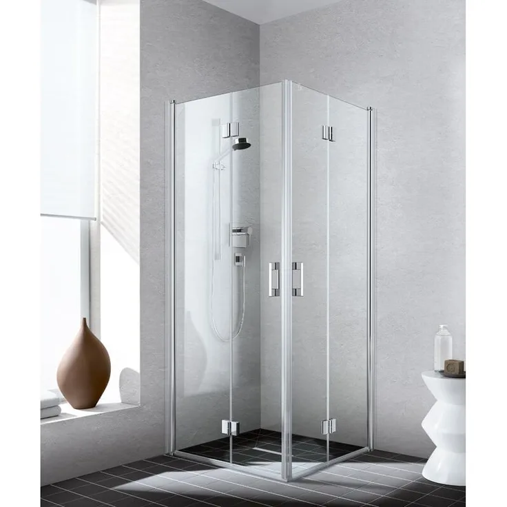 LIGA Eck-Halbteil rechts 2CR 1200 x 2000mm silber hochglanz ESG klar - Kermi