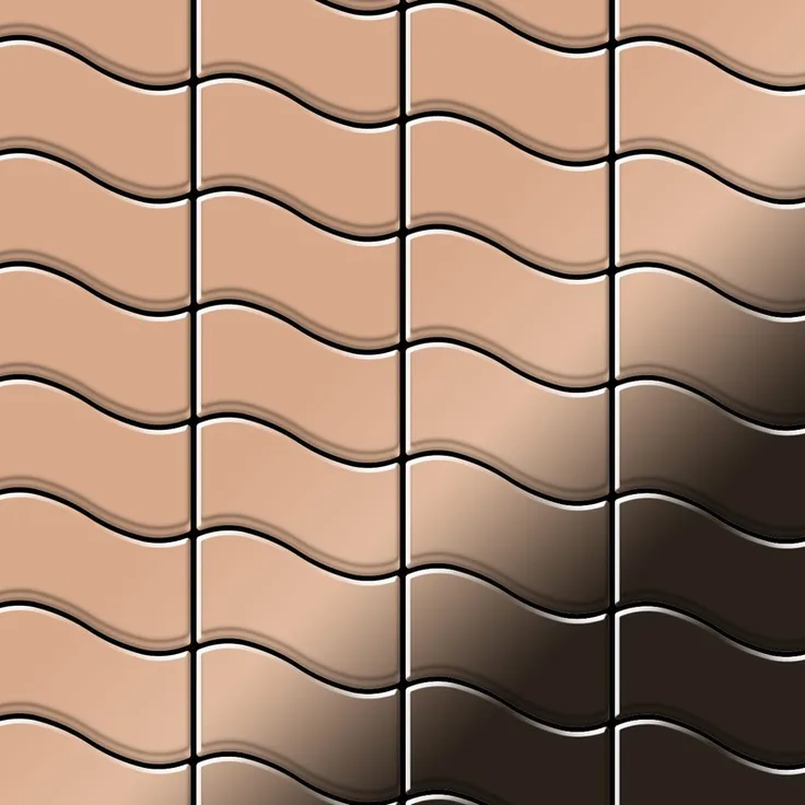 Mosaik Fliese massiv Metall Kupfer gewalzt in kupfer 1,6mm stark ALLOY Flux-CM Designed by Karim Rashid 0,86 m2
