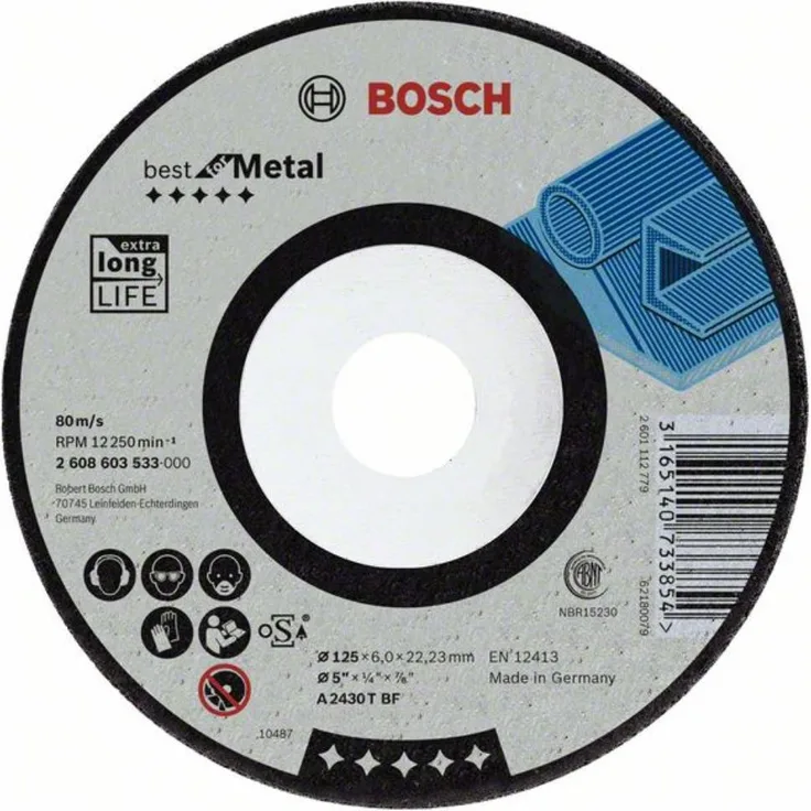 Bosch Professional Schruppscheibe gekröpft Best für Metal A 2430 T BF, 115 mm, 22,23 mm, 7 mm, 2608603532
