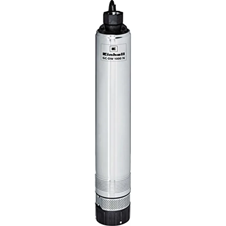 Einhell Tiefbrunnenpumpe GC-DW 1000 N (1000 W, 6500 L-h, 45 m Förderhöhe, 99 mm Pumpendurchmesser, Druckanschluss und Schmutzsieb aus Edelstahl, mehrstufiges Pumpenrad, Überlastschalter) Tiefbrunnenpumpe