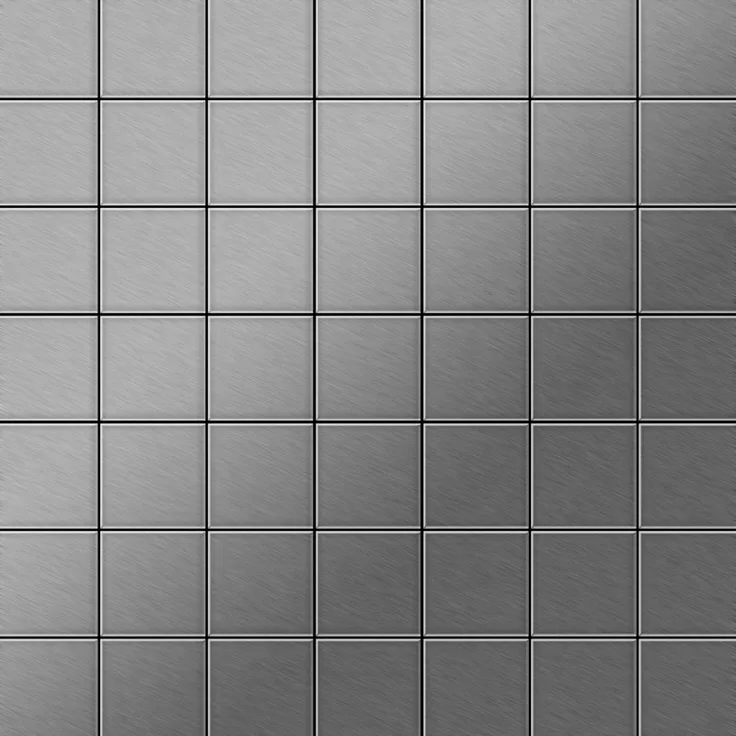 Mosaik Fliese massiv Metall Edelstahl gebürstet in grau 1,6mm stark ALLOY Attica-S-S-B 0,85 m2