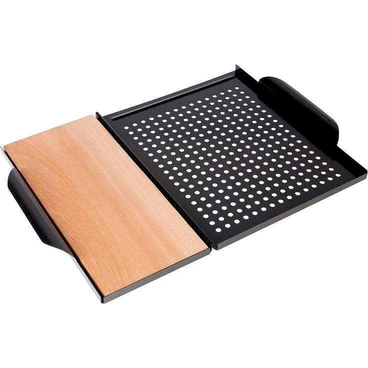 Rustler Grillplatte aus rostfreiem Karbonstahl mit Räucherbrett Grillplanke aus 100% original kanadischem Zedernholz 45 x 30,5 x 3 cm zum Grillen von Fleisch, Fisch und Gemüse
