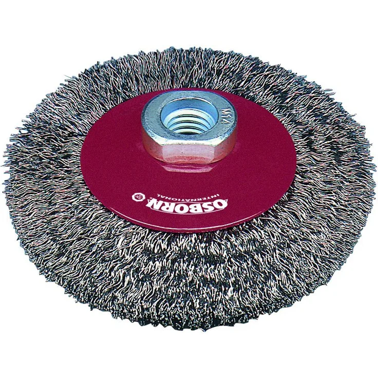 Osborn 2514161 AR0002514161 Winkelschleifer 125 mm, Kegelbürste D125x10 mm Gewinde M14x2,0 gewellter Stahldraht 0,30 mm geprüft