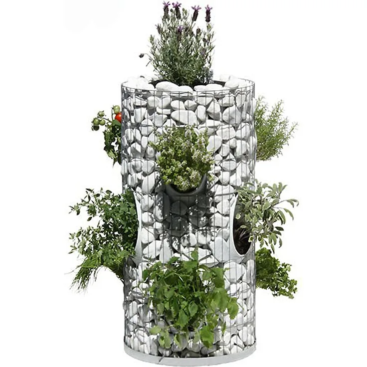 Bellissa Gabionen-Kräuterturm 80 cm x Ø 40 cm/26 cm silber