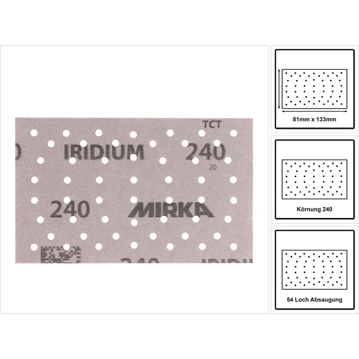 Mirka IRIDIUM Schleifstreifen Grip 81x133mm K240, 100 Stk. (246B109925 )