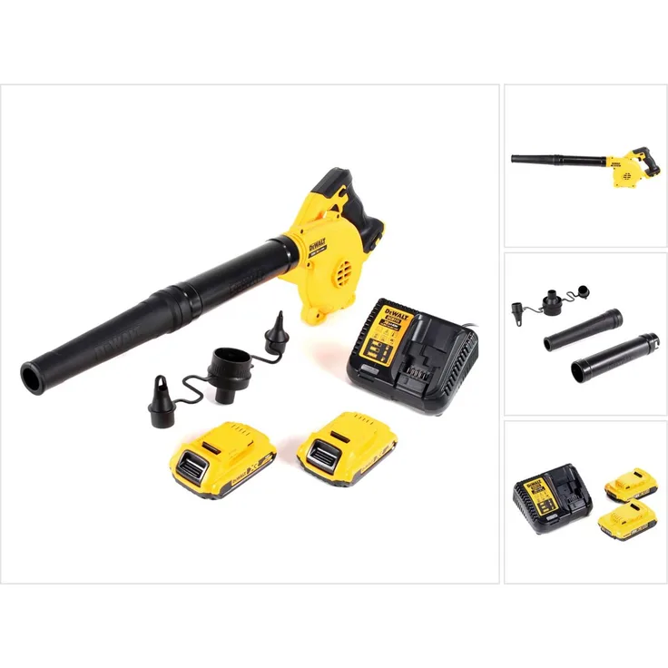 DeWalt DCV 100 D2 18 V Akku Gebläse - Laubbläser plus 2 x DCB 183 2 Ah Akku plus Ladegerät 265 Watt