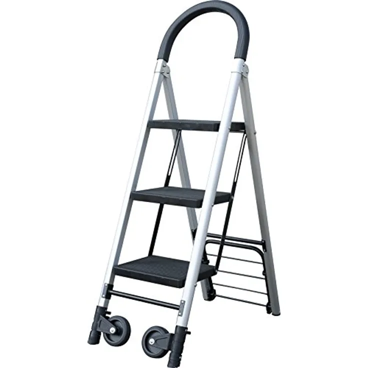 Pavo 8040902 Sackkarre mit 3 stufiger Leiter, aus Alumium mit platzsparend klappbar