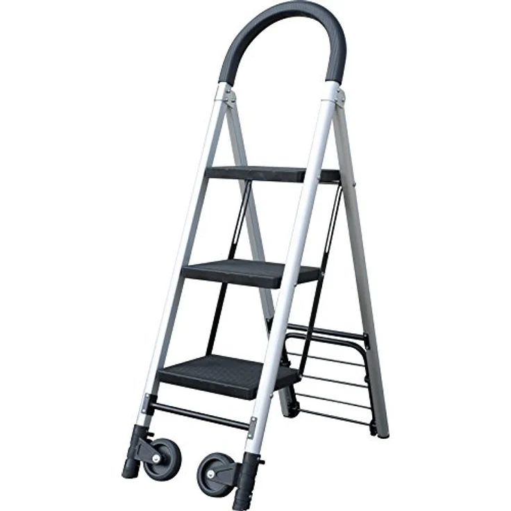 Pavo 8040902 Sackkarre mit 3 stufiger Leiter, aus Alumium mit platzsparend klappbar