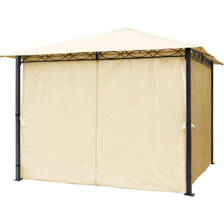 4 Seitenteile für Gartenpavillons 3x3 m - Polyester ca. 160 g-m²- inkl. Ringe, mit Reißverschluss - champagner