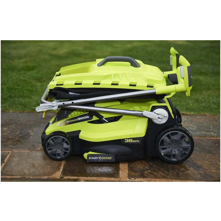 Ryobi Elektro-Rasenmäher RLM15E36H, Grasmäher mit 1500 W, 36 cm Schnittbreite, 5-stufige zentrale Schnitthöhenverstellung, EasyEdge Rasenkamm, inkl. Mulchkeil, 45 l Grasfangsack, Art.-Nr. 5133002345 – Bild 4