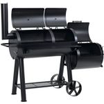 Tepro Indianapolis Massiv Smoker Holzkohlegrill Garten Terrasse BBQ Luftzufuhr regelbar schwarz, 153 x 184 x 88 cm, Grillfläche 97,5 x 44 cm