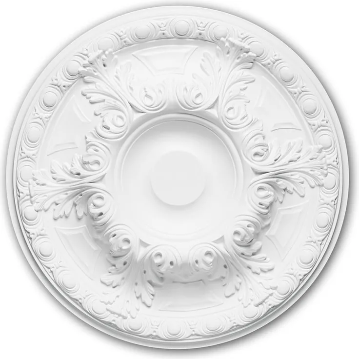 Profhome Decor - Rosette PROFHOME 156021 Zierelement Deckenelement Neo-Renaissance-Stil weiß Ø 49,0 cm