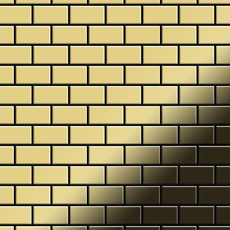 Mosaik Fliese massiv Metall Messing gewalzt in gold 1,6mm stark ALLOY House-BM 0,98 m2