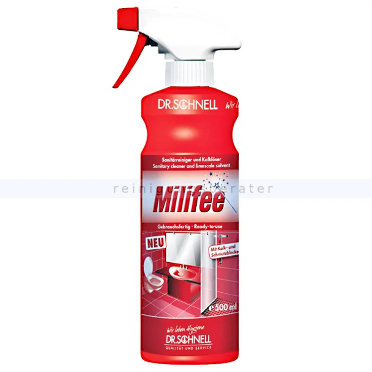 Dr. Schnell Milifee Sprühflasche 0,5 L Sanitärreiniger gebrauchsfertiger Sanitärreiniger und Kalklöser