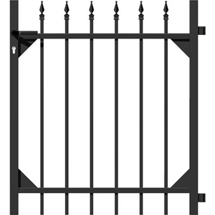 Metallzaun Einzeltor Chaussee Schwarz 100 cm x 96,5 cm