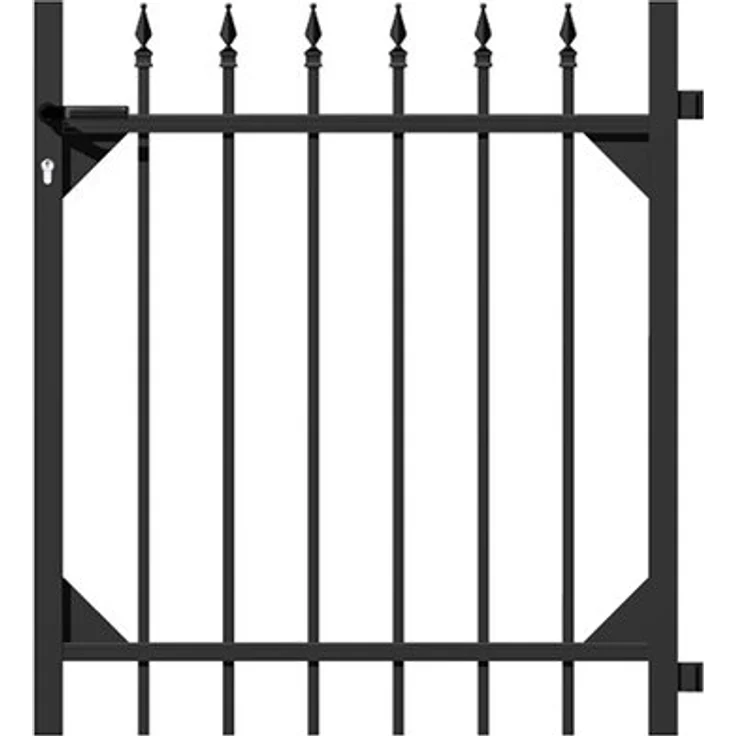 Metallzaun Einzeltor Chaussee Schwarz 100 cm x 96,5 cm