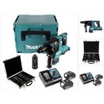Makita DHR281RTJ 2 x 18 V Li-Ion Akku Bohrhammer Brushless 28 mm für SDS-PLUS mit Schnellwechselfutter im Makpac + 2 x 5,0 Ah Akku + Ladegerät + 11 tlg. Meißel- und Bohrer Set