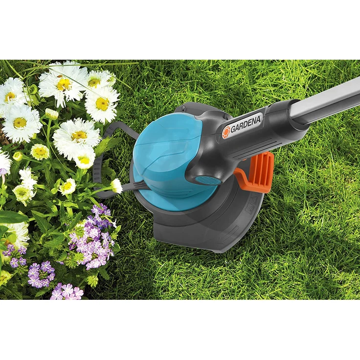 GARDENA Akku-Trimmer Set EasyCut Li-18/23R: Rasentrimmer mit 230 mm Schnittkreis, Teleskopstiel und Pflanzenschutzbügel, Stielneigungsverstellung 9823-20, Schnittbreite: 2,3 cm – Bild 4