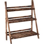  Pflanzentreppe L80 x W37 x H93cm Blumenregal 3 Stufen Tannenholz - natur - Outsunny
