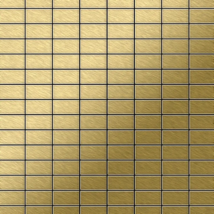 Mosaik Fliese massiv Metall Titan gebürstet in gold 1,6mm stark ALLOY Bauhaus-Ti-GB 1,05 m2