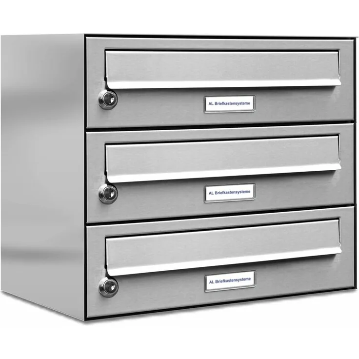 3er Edelstahl Briefkasten Anlage 3 Fach Wandbriefkasten Postkasten