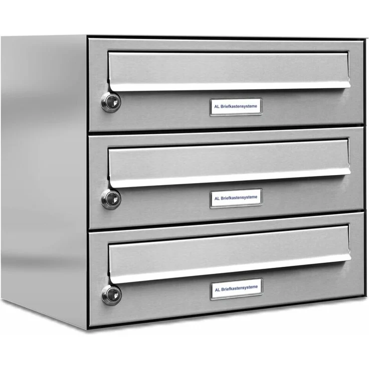 3er Edelstahl Briefkasten Anlage 3 Fach Wandbriefkasten Postkasten