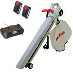 IKRA 74003200 Akku 3in1 Laubbläser Laubsauger Laubhäcksler ICBV 2-20 inkl. 2X Akku und Doppel-Schnellladegerät, 40 V, Grau-Rot Häckselfunktion