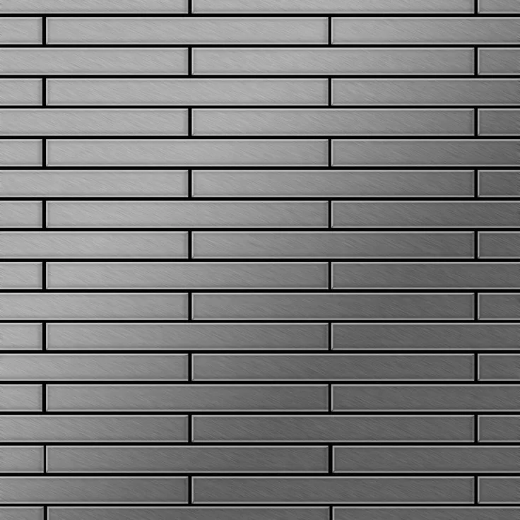 Alloy Mosaik Fliese massiv Metall Edelstahl marine gebürstet in grau 1,6mm stark Avenue-S-S-MB 0,74 m2