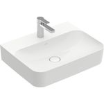 Villeroy und Boch Waschtisch Finion 41686L 600x470mm, ohne Überlauf, 1 Hahnloch, Unterseite geschliffen, Farbe: Stone White, Ceramic Plus - 41686LRW