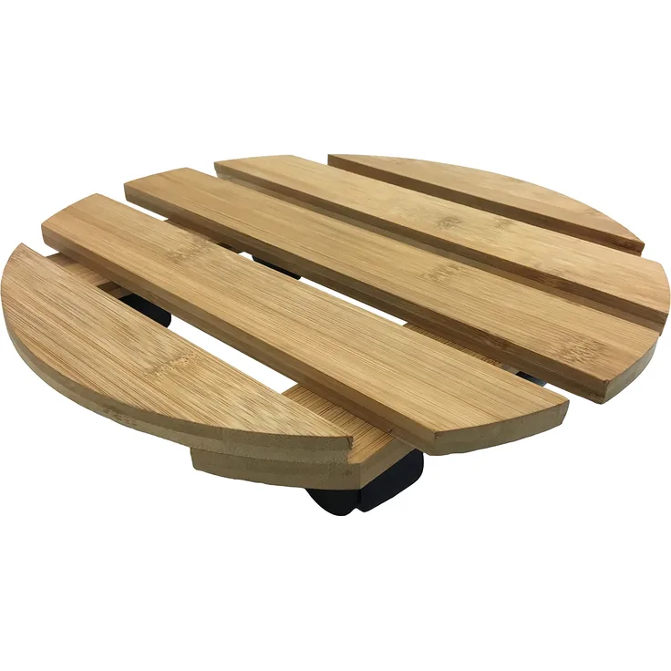 WAGNER Pflanzenroller BAMBOO - Bambusholz hell, langlebig, robust, Durchmesser 29 x 7 cm, Tragkraft 100 kg - 20026701
