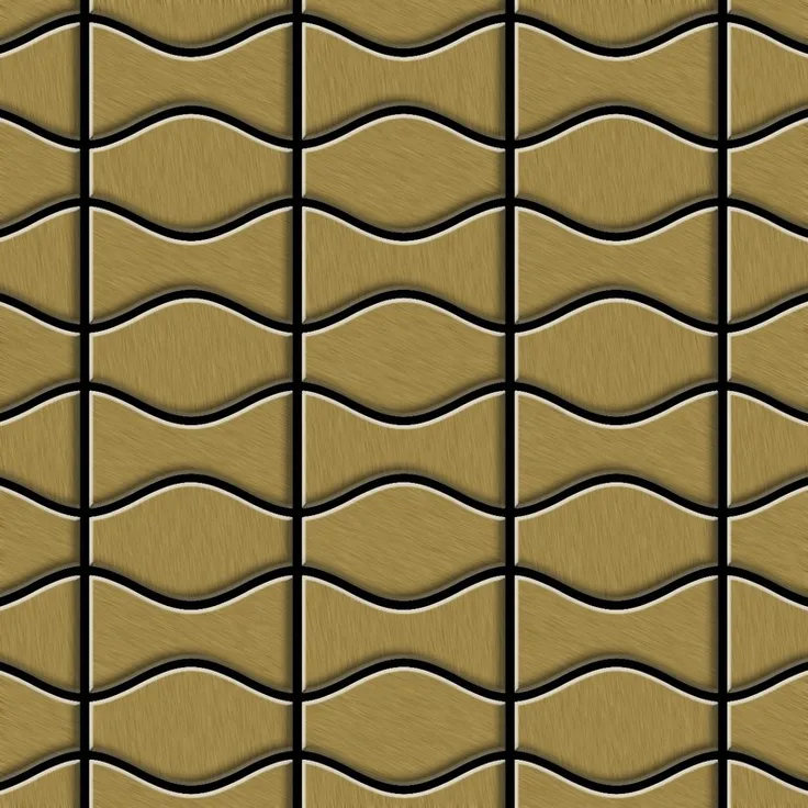 Mosaik Fliese massiv Metall Titan gebürstet in gold 1,6mm stark ALLOY Kismet & Karma-Ti-GB Designed by Karim Rashid 0,86 m2