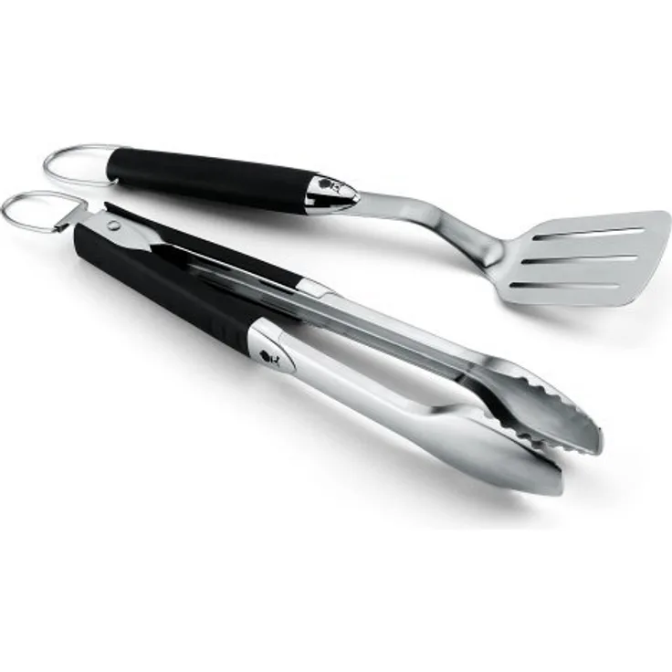 Weber 6645 Grillbesteckset Grillwerkzeug, Edelstahl, 2 Stück, schwarz