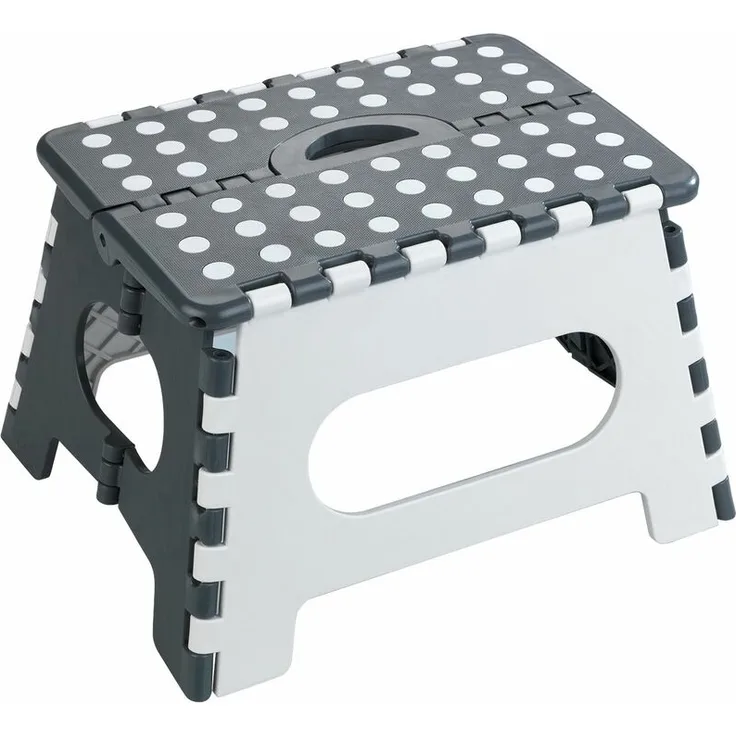 WENKO Klapphocker Secura, faltbarer Tritthocker, extrem stabil und belastbar bis 350 kg, extra-große rutschhemmende Trittfläche, idealer Küchenhocker und Badhocker, robuster Kunststoff,35 x 22 x 27 cm