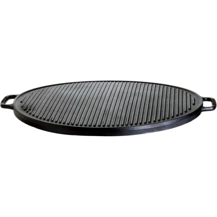 Gusseisenkuss Grillplatte aus Gusseisen Ø 30 cm Gussplatte Plancha geriffelt-glatt