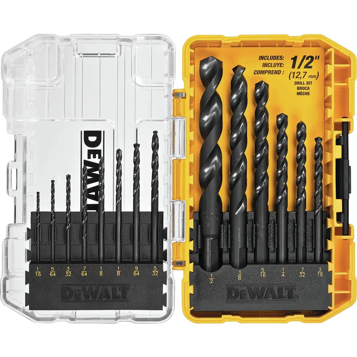 Dewalt DWA1184 Spiralbohrer-Set, schwarz-oxidbeschichtet, HSS, 14-teilig