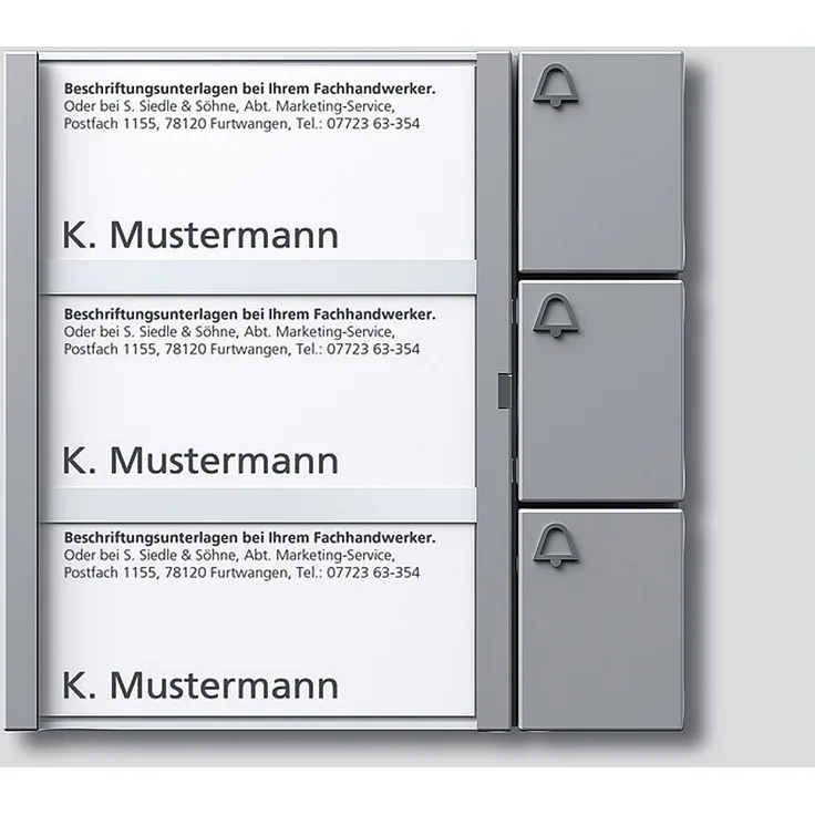 Siedle 2544211 Tastenmodul 3 Tasten 1 mit N-System, TM 612-3 SM, silber metallic