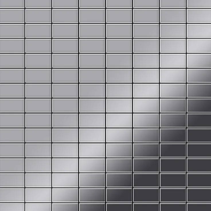 Mosaik Fliese massiv Metall Edelstahl marine hochglänzend in grau 1,6mm stark ALLOY Bauhaus-S-S-MM 1,05 m2