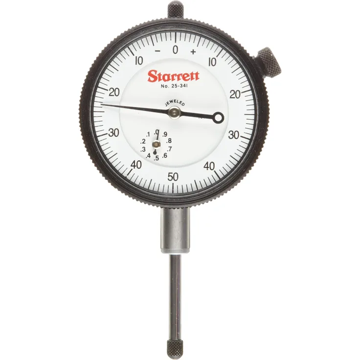Starrett 81 241j Messuhr, 1 cm Vorbau Durchmesser, lug-on-centre Rückseite, weißes Zifferblatt, 0 100 Lesen, 4,3 cm Durchmesser Zifferblatt, 0 0,6 cm Reihe, 0 cm Graduation