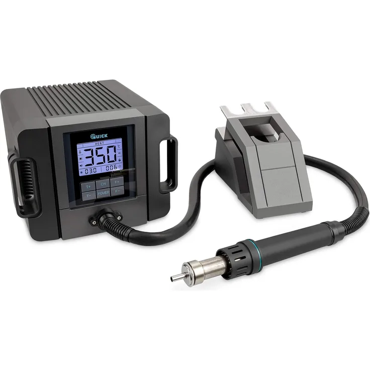 Quick TR1300A Rework-Station Industrie-Heißluft-Lötstation Set digital regelbar 1300W Temperaturbereich 100-500 °C SMD Reworkstation-Kalibrierfunktion-Standby-LCD-Display