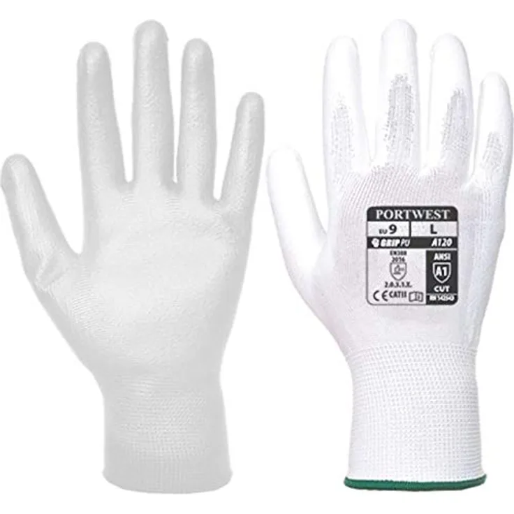 Portwest A120 - Handschuh PU Palm, Size: Small, weiß, 1