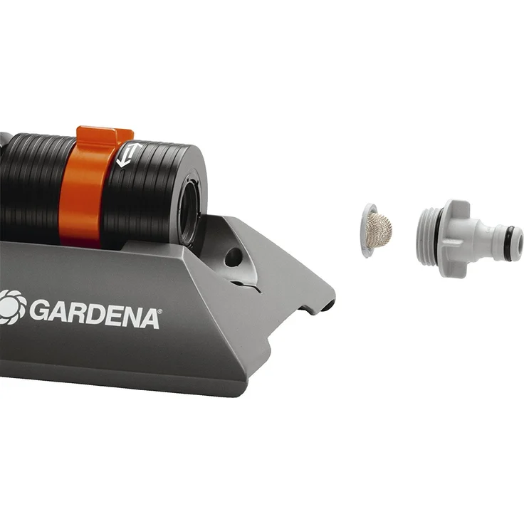 GARDENA Viereckregner Comfort Aquazoom 250-2: Rasensprinkler zur Bewässerung kleinerer rechteckiger Flächen von 25 - 250 m², Reichweite 7-18 m, Sprengweite 3.5 - 14 m, Schmutzsieb entnehmbar (1973-20) – Bild 2