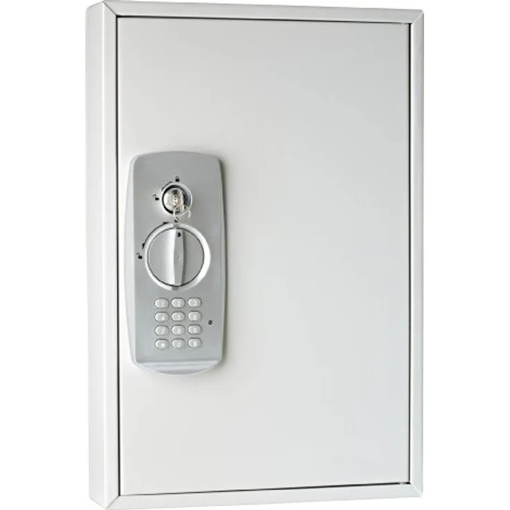 Wedo 10263237 Schlüsselschrank (für 32 Schlüssel, pulverbeschichtetes Stahlblech, mit modernem Elektronikschloss und zusätzlichem Standardschloß inklusive 2 Schlüssel) lichtgrau – Bild 1