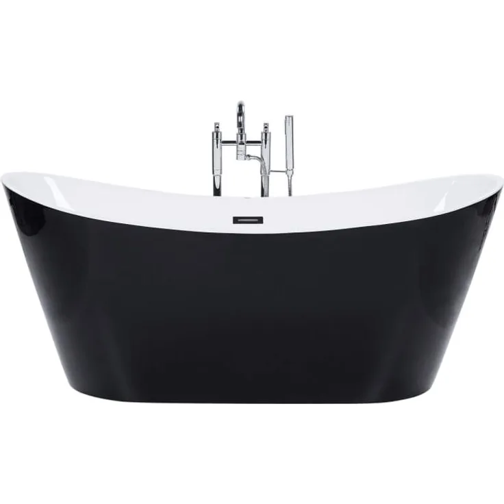 Beliani Badewanne freistehend schwarz oval 170 cm ANTIGUA