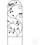 Relaxdays Rankgitter Vogel, Metall, Rankhilfe Garten Deko, Kletterhilfe für Pflanzen, 120 x 40 cm, Rankenmuster, schwarz