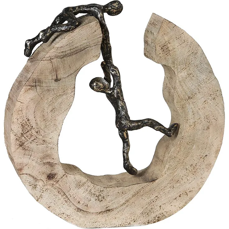 Casablanca Skulptur, Figur, Dekofigur, Objekt, aus Mangoholz und Aluminium Teamwork Freundschaft 30 cm 71804