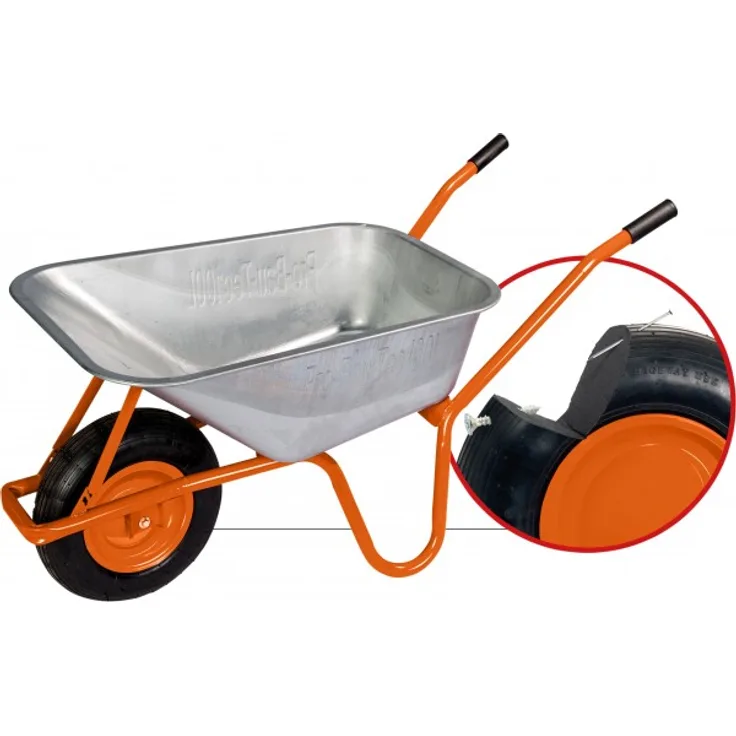 pro-bau-tec PU Garten- und Bauschubkarre 100 l, Tragkraft 160 kg