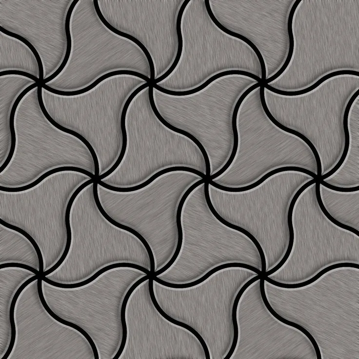Alloy Mosaik Fliese massiv Metall Titan gebürstet in dunkelgrau 1,6mm stark Ninja-Ti-SB Designed by Karim Rashid 0,67 m2