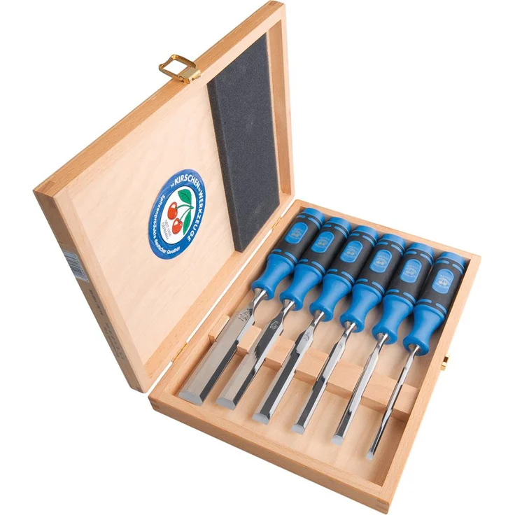 Kirschen 1108000 6-tlg. Stechbeitel-Set, kurze, leichte Beitel, Spezial-Werkzeugstahl, Handgeschmiedet, ±HRc61, Je 1x 6,10,12,16,20,26 mm – Bild 1