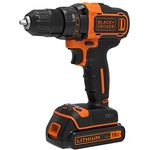 Black+Decker Akku-Bohrschrauber, Bohrmaschine mit 2-Gang Getriebe (18V, 1.5Ah, inklusive 400mA Ladegerät im Koffer, mit Doppelbit, LED-Arbeitslicht, Schnellspannbohrfutter, Anti-Rutsch Griff) BDCDD186K
